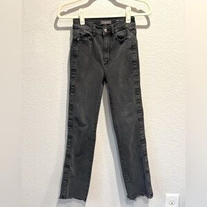 DL1961 Mara Ankle High Rise Straight Snap Button Bottom Black Denim Jeans- 24